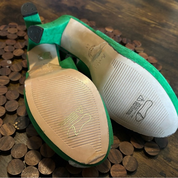 Boden Green Suede Slingback Heels with Multicolor Gem Accents - Picture 2 of 13